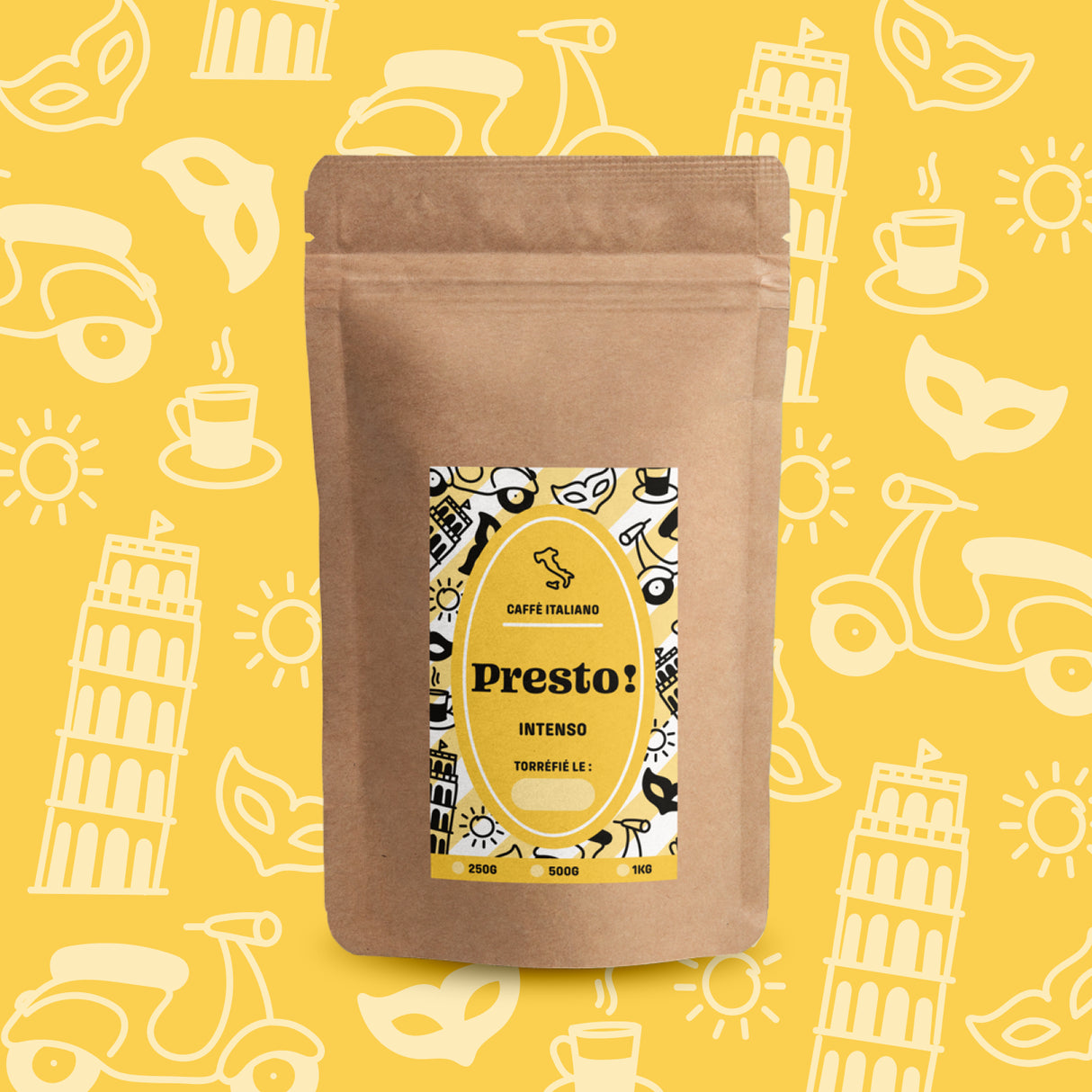Café en Grain Presto Intenso 100 % Arabica, idéal pour machine à espresso