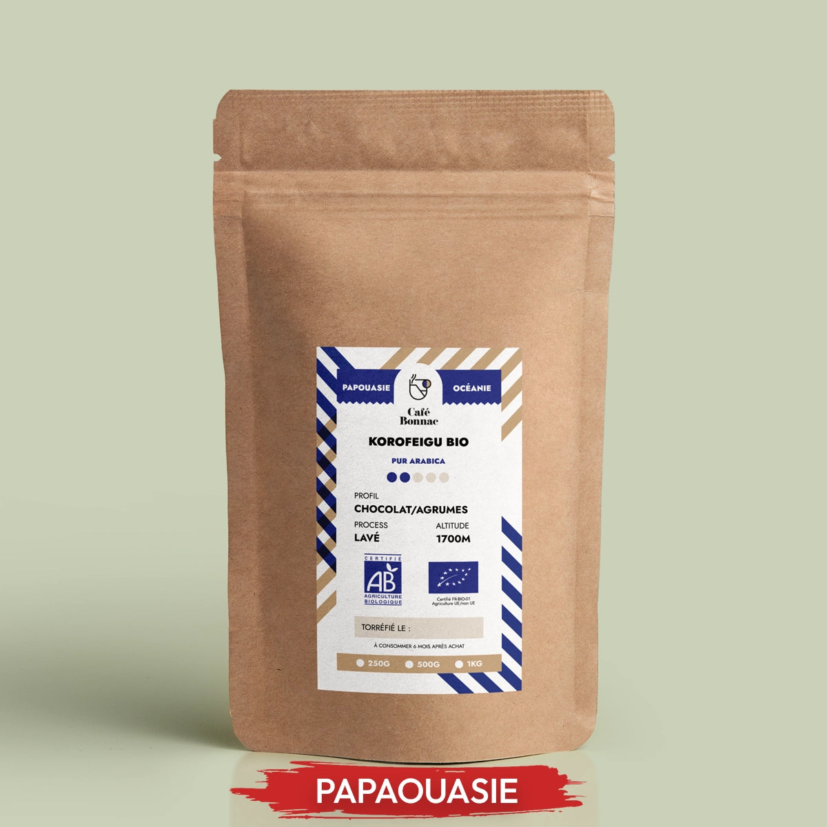 Café moulu Papouasie Nouvelle-Guinée Korofeigu 250g bio, Café Bonnac GraindeCafé