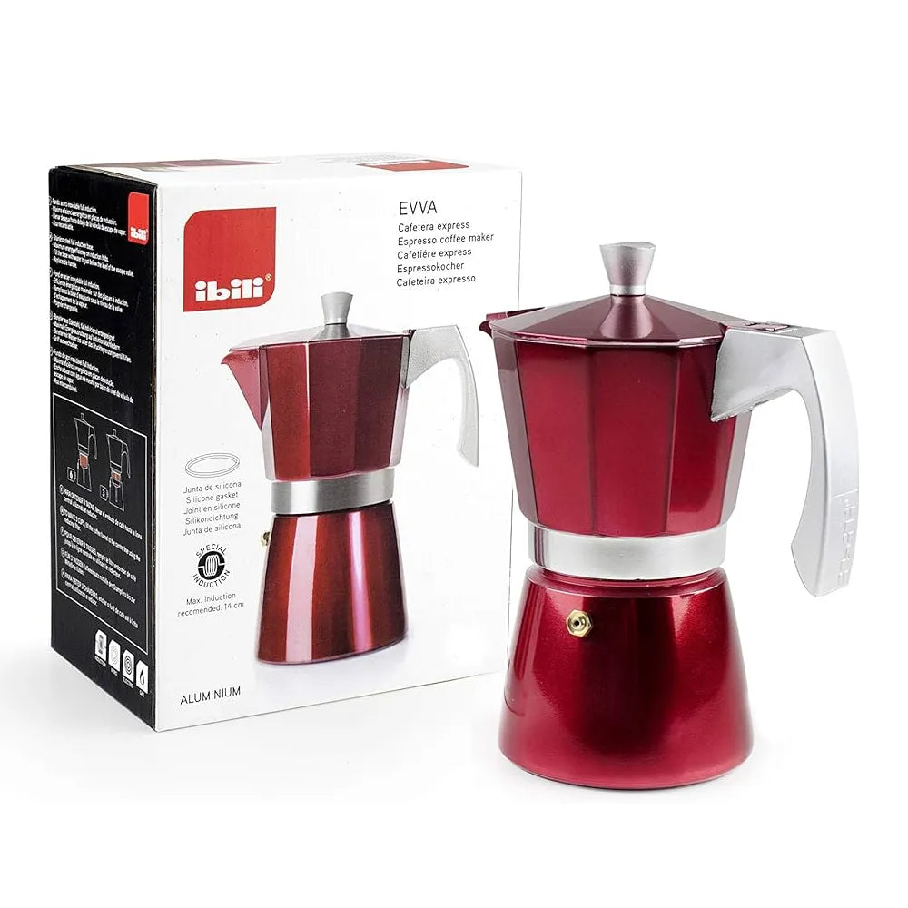 Cafetière Italienne Evva Rouge - 9 Tasses | Ibili