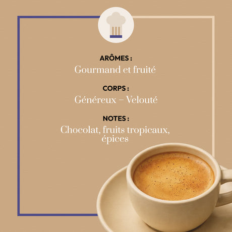 Café Bonnac Blend des Volcans en grains, assemblage provenant d’Asie, d’Amérique et d’Afrique.