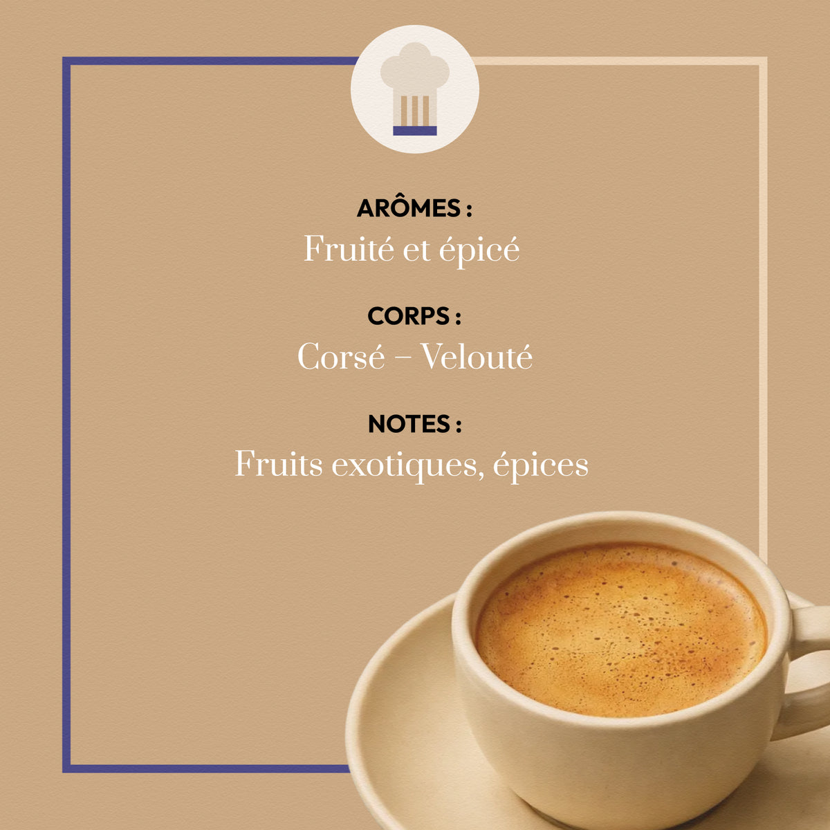 Café moulu Inde Malabar avec des notes de fruits exotiques