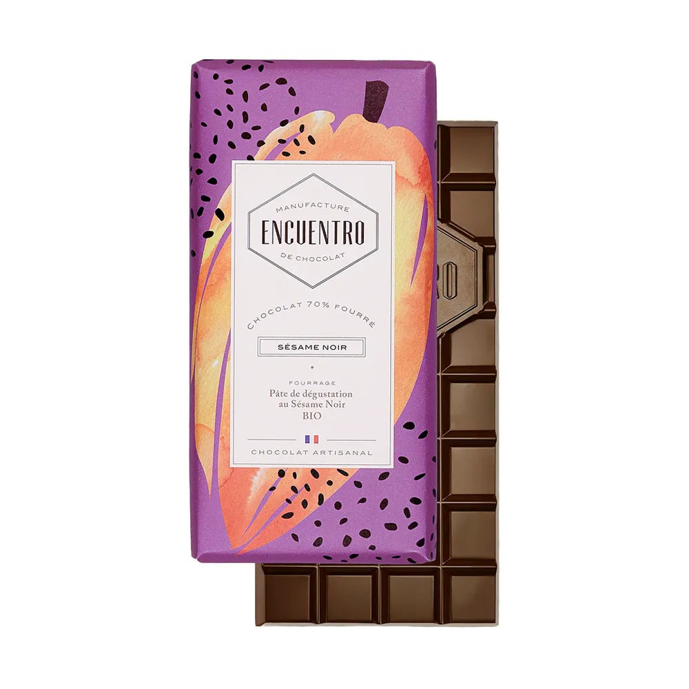 Chocolat Fourré Sésame Noir BIO - 70% cacao - 100 Gr | Encuentro