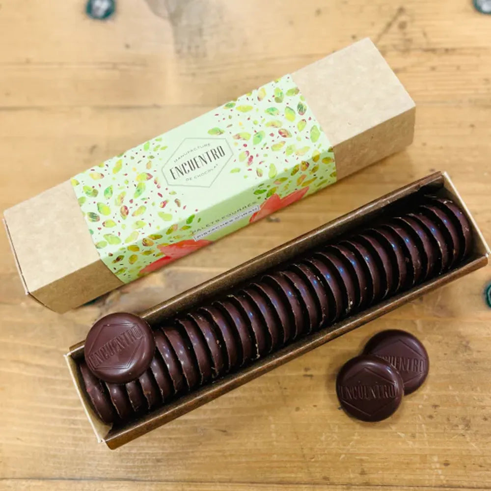 Palets fourrés Pistache BIO - 70% cacao - 110 Gr | Encuentro