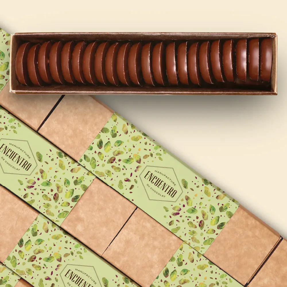 Palets fourrés Pistache BIO - 70% cacao - 110 Gr | Encuentro