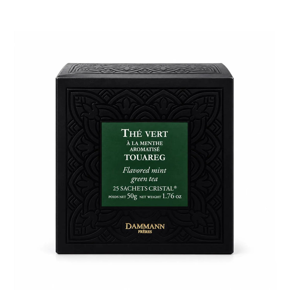Boîte de Thé Vert Touareg Dammann Frères contenant 25 sachets Cristal®.